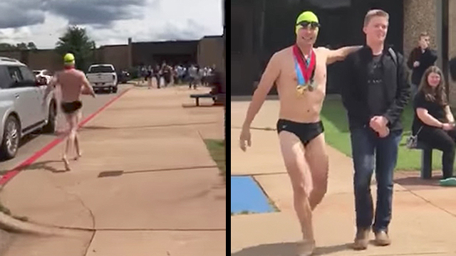 swimming in a speedo