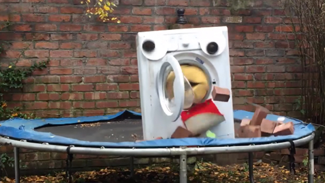 What Happens When You Combine A Washing Machine Some Bricks And A Trampoline Rtm Rightthisminute