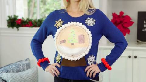Burning Fireplace Ugly Christmas Sweater | RTM - RightThisMinute