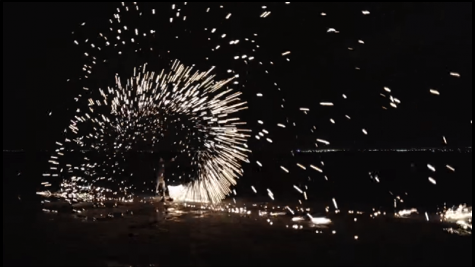 Steel Wool Fireworks on a Sunset Lit Beach RTM RightThisMinute