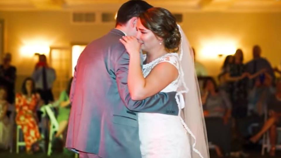 touching moment bride dances