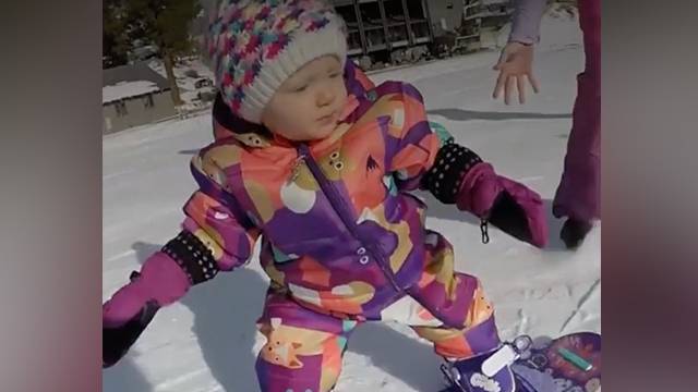 baby snowboards like a pro rtm rightthisminute
