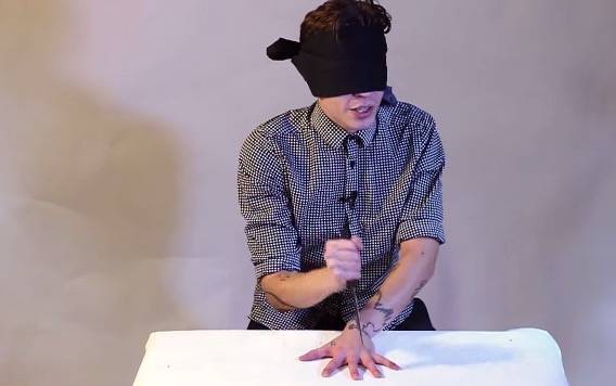 When The Knife Game Just Isn T Daring Enough Blindfold Yourself