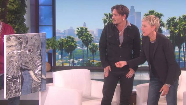 Johnny Depp Surprises Ellen DeGeneres With Elephant Painting | RTM ...