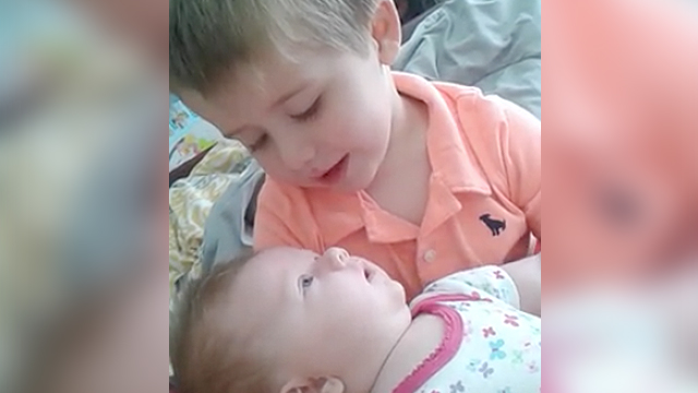 Cute New Big Bro Sings To Baby Sister RTM RightThisMinute