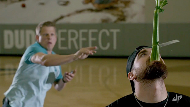 'dude perfect' meets magician with impressive card