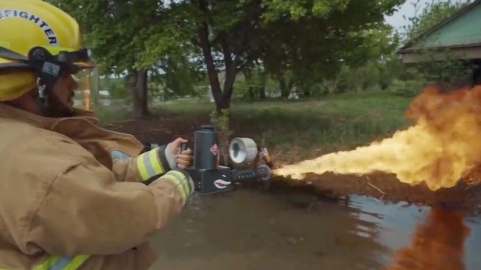 Burning Down A House With Fireworks And A Flamethrower RTM