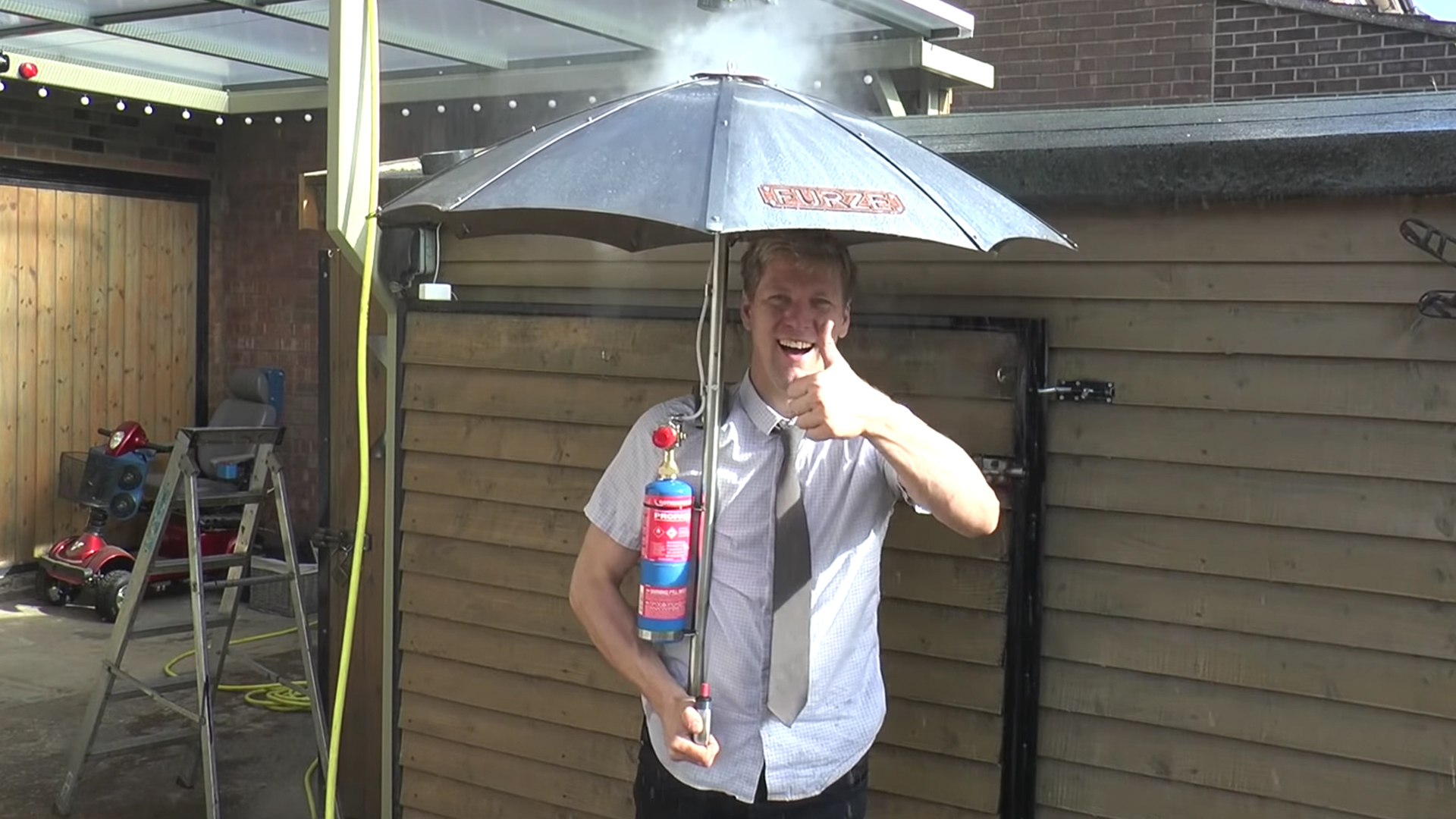 heated umbrella protects you