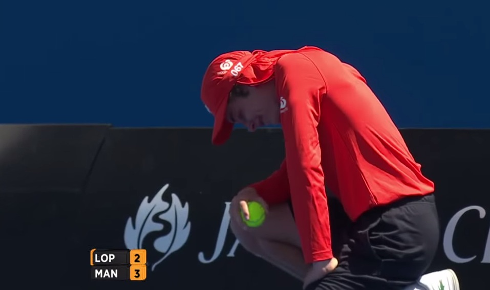 Poor Tennis Ball Boy Gets Hit in the, well, Balls RTM RightThisMinute