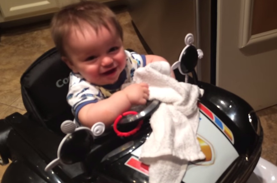 Easily Amused Baby Laughs so Hard at Dog Eating RTM